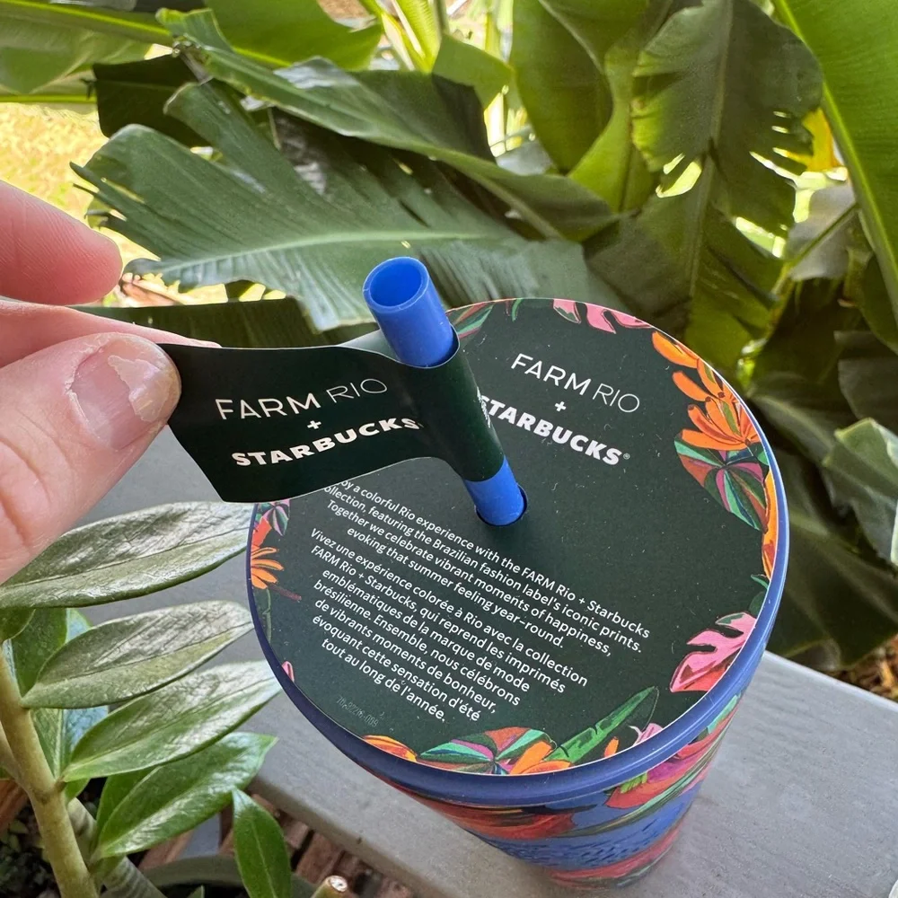Limited Edition FARM Rio x Starbucks 24oz. Banana Mix Blue Cold Cup